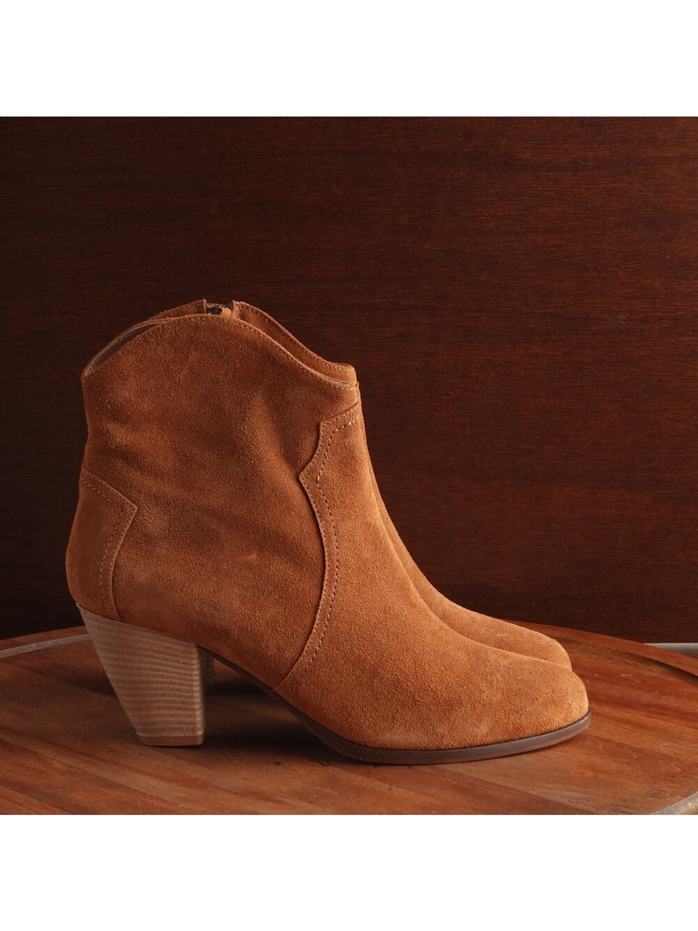 Garnet Hill Boots WMS SZ 11 Brown Poppy Suede Ankle Coastal Cowgirl Boho Western
